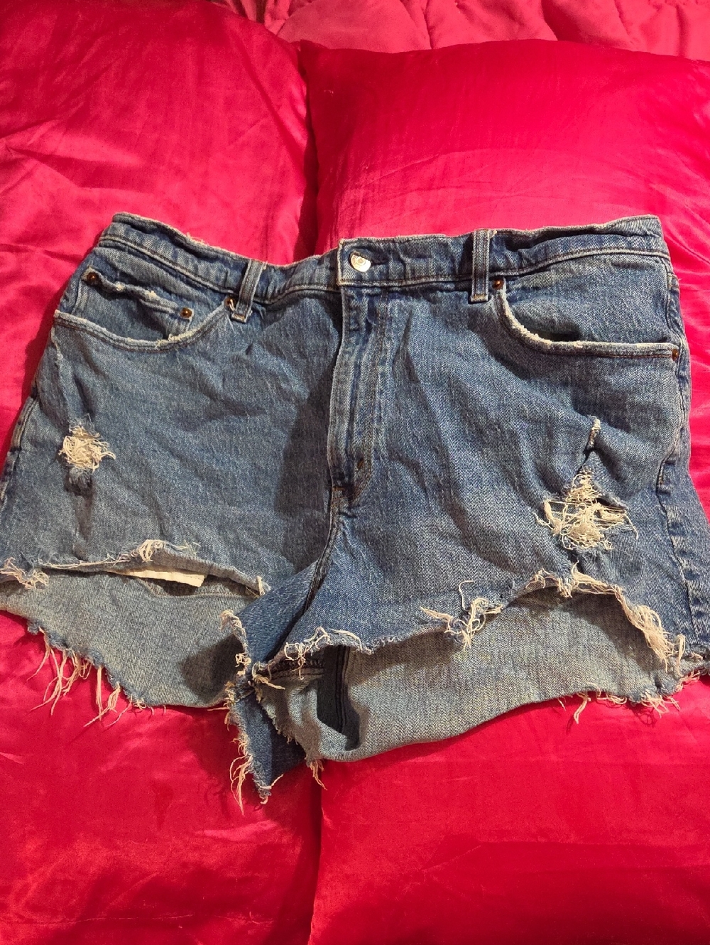 Distressed Blue Denim Women's Shorts Abercrombie & Fitch